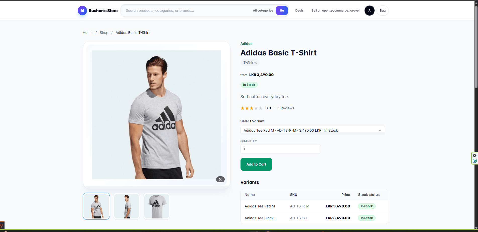 Open Ecommerce product detail preview.